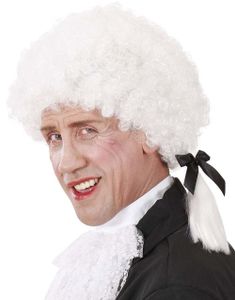 Mozart - Vit Peruk med Lockar och Hästsvans