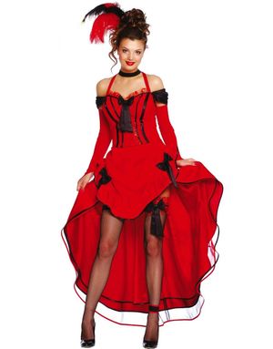 Rød Burlesque Kostymekjole til Dame