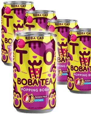 24 st Boba Cat Passion Fruit Lychee - Popping Bubble/Boba Tea - Helt Bricka 24x320 ml (Taiwan)