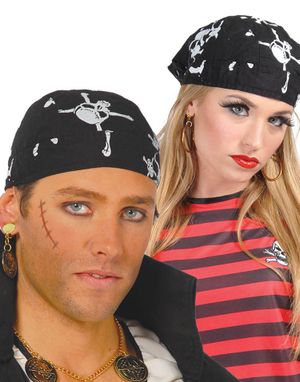 Pirat Bandana med Dödskallar och Passform till Huvud