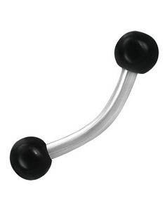 Banana Ögonbrynspiercing med Runda Svarta Kulor - 1.2 x 8 mm
