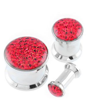 Piercing Plugg Dekorerad med Röda Stenar