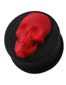Smiling Red Skull - Svart Piercing Plugg