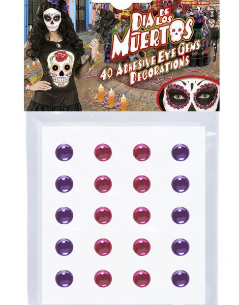 40 stk Selvklebende Øyeperler Lilla og Rosa