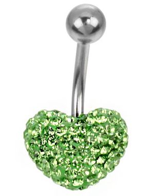 Navelpiercing med Glittrande Gröna Stenar