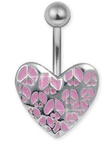 Navelpiercing i Stål med Rosa Fredstecken