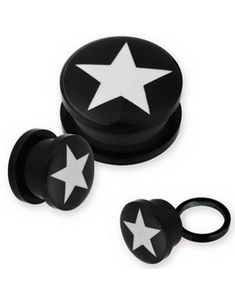 Stjärna - Svart Piercing Plugg