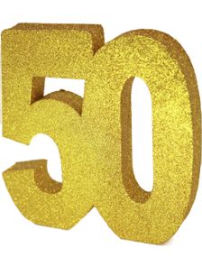 Guldfärgad Glittrande 50 År Bordsdekoration 20 cm