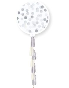 1 stk 91 cm - Ballong med Silverfärgad Konfetti och Ballongsvans 