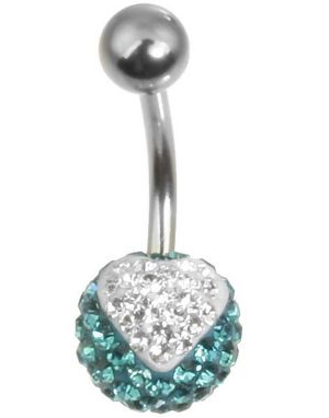Sparkling Heart Navelpiercing - Turkos/Vit