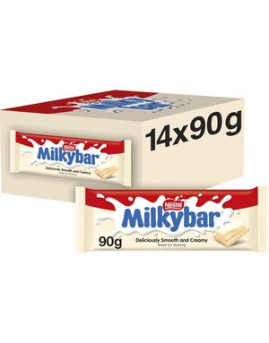 14 stk Nestle Milkybar - Kremete Hvite Sjokoladeplater på 90 gram - Hel Eske 1,26 kg
