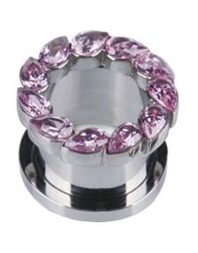 Drip Drop Pink - Silverfärgad Piercing Tunnel