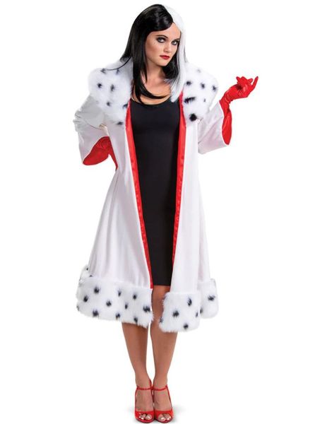 Licensierad Cruella de Vil kostymrock och handskar för kvinnor