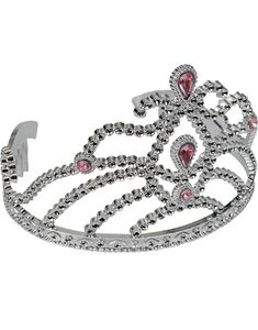 Silverfärgad Tiara med Rosa Stenar
