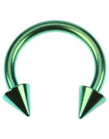 Rund Grön Ögonbrynspiercing med Spike Kulor - 1,6 x 10 mm