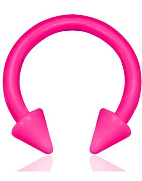 Rund Rosa Ögonbrynspiercing med Spikekulor - 1.2 x 8 mm