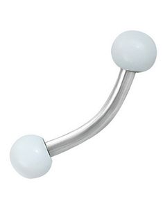 Banana Ögonbrynspiercing med Runda Vita Kulor - 1.2 x 8 mm