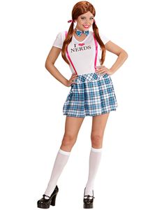 I Love Nerds - Skolflicka Maskeraddräkt (Dam)