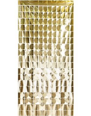 Gull Rutete Metalisk Partygardin/Glittergardin 100x200 cm
