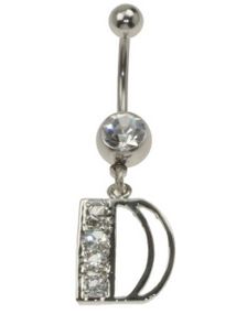 Fin Navelpiercing Dekorerad med Stenar & Bokstaven D