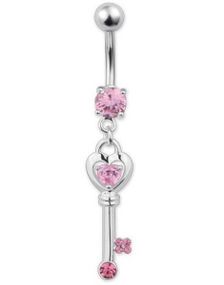 The Love Key Pink - Navelpiercing i Äkta Silver