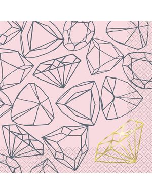 16 stk Rosa Servietter Diamantmønster 33x33 cm - Bride Party