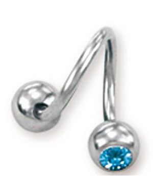 Curve Ögonbrynspiercing med Ljusblå Stenar - 1.2 x 8 mm