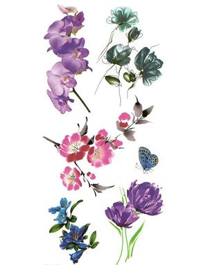 Blooming Flowers - 12 stk Tatoveringer (Fake Tattoo)