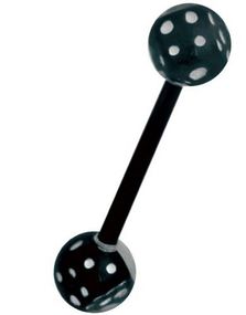 Tungpiercing med Svarta Tärningar