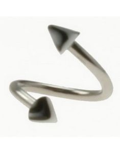 Curve Ögonbrynspiercing med Vita och Svarta Spikes - 1.2 x 8 mm