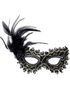 Svart Maskerad Ögonmask med Fjädrar
