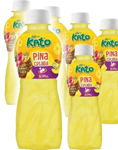 6 st Kato Fruit Juice Nata De Coco Pina Colada - Juice med Pina Colada-Smak och Kokosgelébitar - Helt Paket 6x320 ml (Thailand)