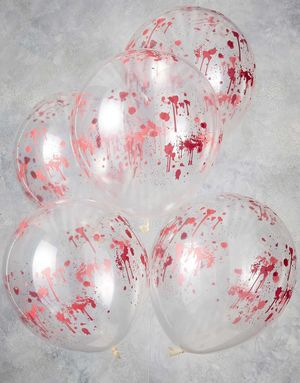 5 stk 30 cm Gjennomsiktige Ballonger med Blodige 