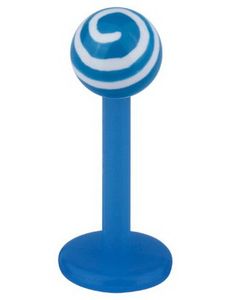 Labret m/Randig Kula - Blå/Vit - Strl 1,2x8x4mm