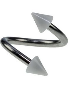 Curve Ögonbrynspiercing med Vita Spikes - 1.2 x 8 mm