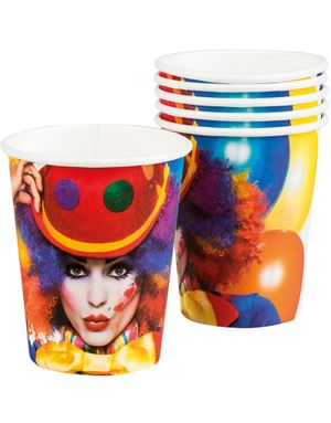 6 stk Pappmuggar 250 ml - Clownfest