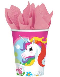 8 stk Pappmuggar 270 ml - Unicorn Dream