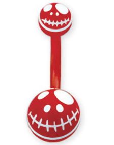Jack Skellington Head Navelpiercing i Röd och Vit