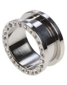 Silverfärgad Piercing Tunnel med Diamanter