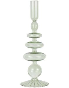 Lysestake i Grønt Glass Bobledesign 27 cm