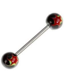 Handmålad Stilig Tungpiercing i Svart/Röd/Grön