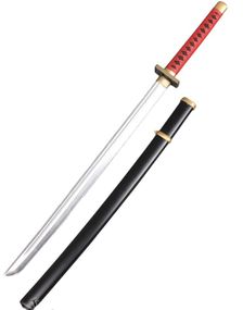Svart Katana med Slida och Rött Handtag 101 cm - Cosplaysärd
