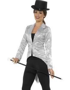 Silverfärgad Glittrande Tailcoat Dräktjacka till Dam