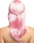 Pink Sweety - Rosa Parykk med Fletter og Glitterstriper