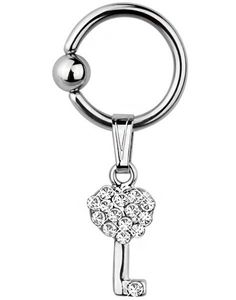 Lovekey With Diamonds - 1.6 x 10 mm BCR Piercing