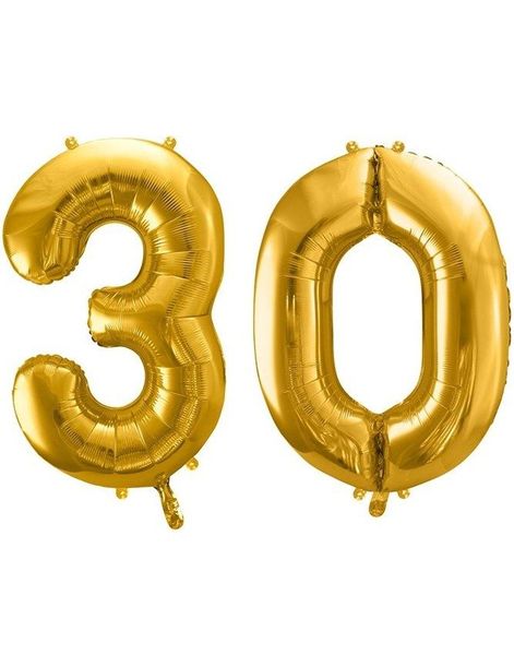 30 års ballonger - 86 cm guld