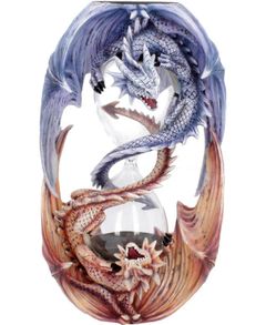 Anne Stokes Lila och Röd Drakefigur med Timglas 20 cm