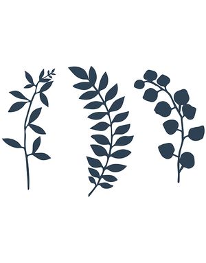 9 stk Marinblå DIY Grenar med Blad 17 cm