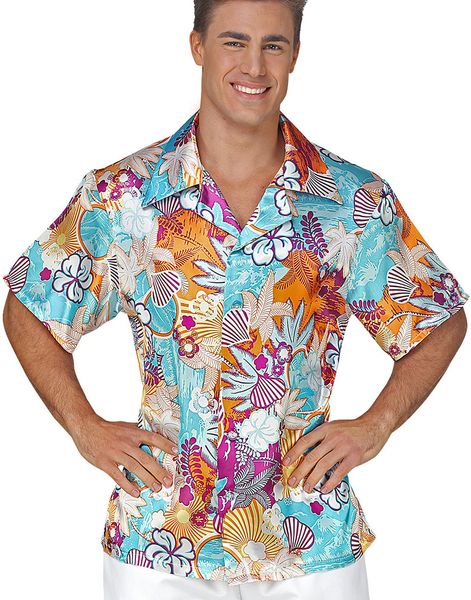 Blå Hawaiiskjorta med Blomstermotiv