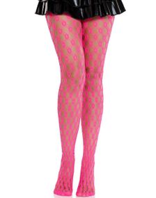 Strømpebukse med geometrisk nettingmønster – rosa